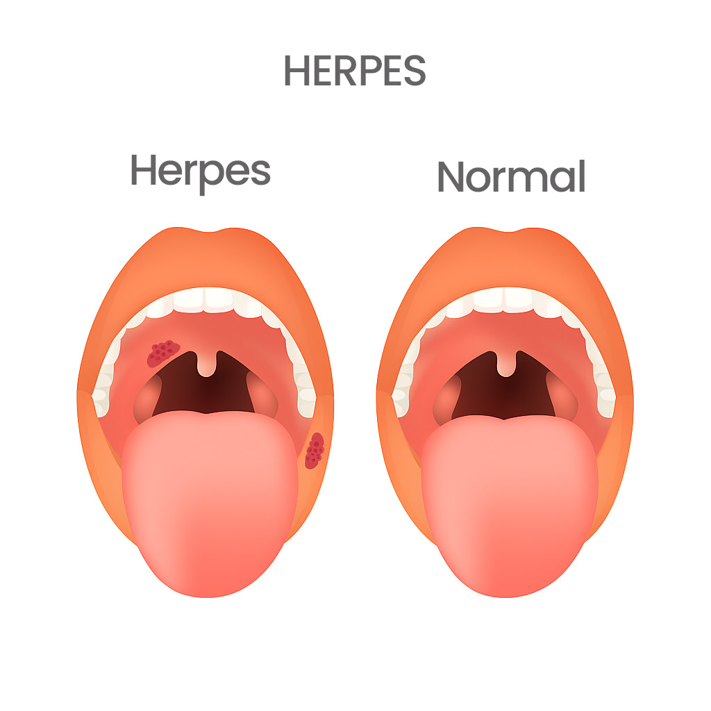 herpes vs normal