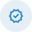 Settings gear icon inside a blue circular button, representing configuration options