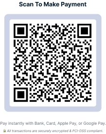 QR code to scan and pay; caption reads 'Scan To Make Payment' (Banks, Card, Apple Pay, Google Pay)